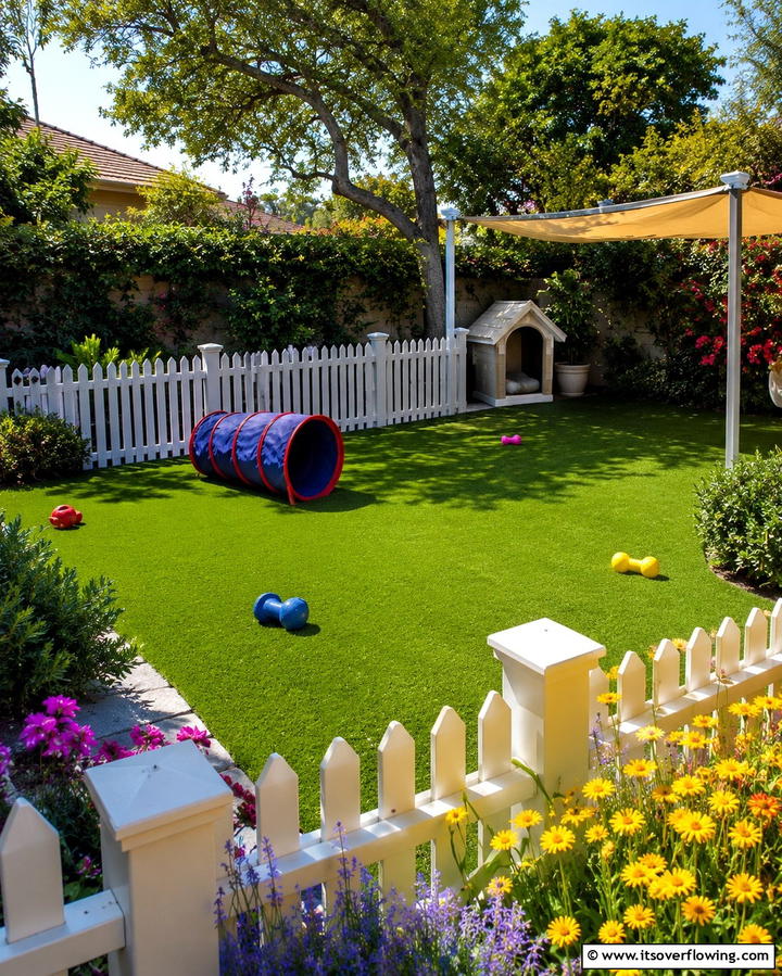 Pet Friendly Turf Area - 25 Backyard Turf Ideas for a Low-Maintenance Lawn