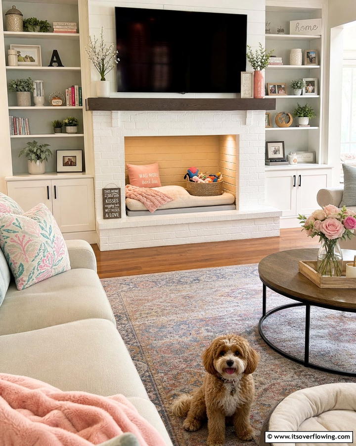 Pet Retreat - 20 Empty Fireplace Ideas to Transform Your Hearth
