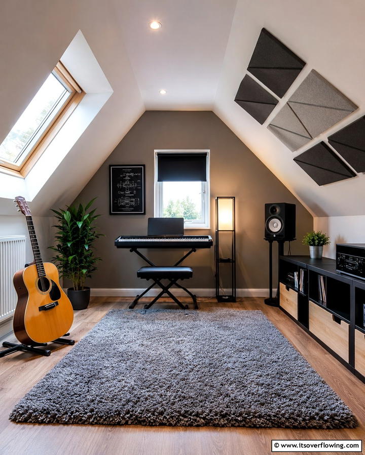 Petite Music Room - 25 Low Ceiling Small Attic Room Ideas for Cozy Living