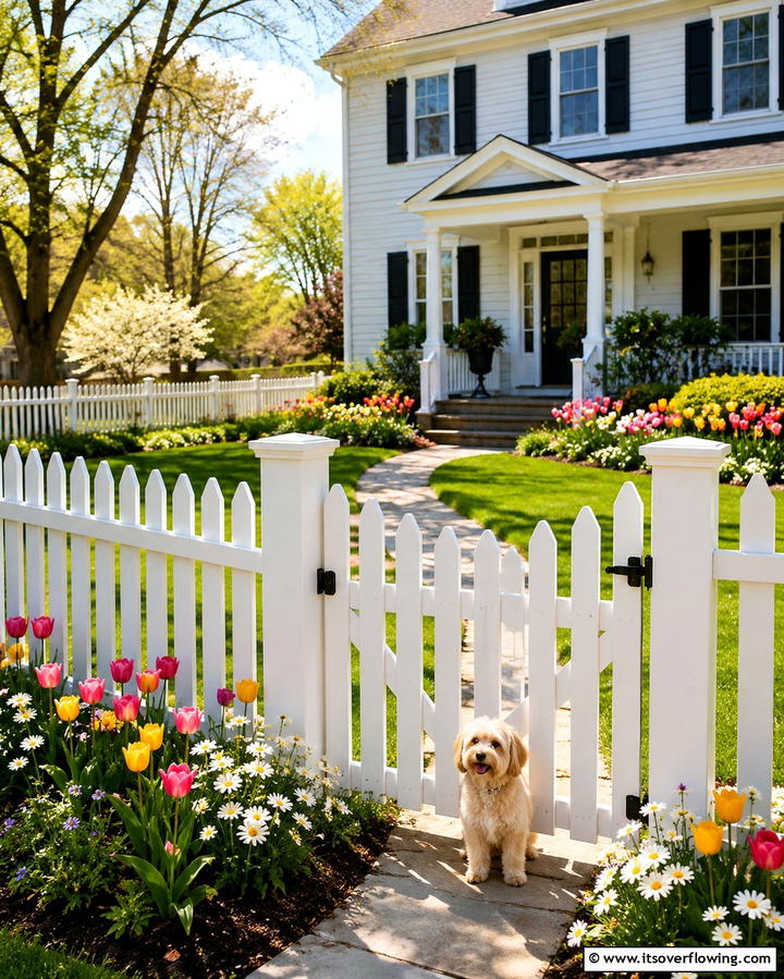 Picket Dog Fence for Classic Charm - 25 Dog Fence Ideas for a Safe and Stylish Yard