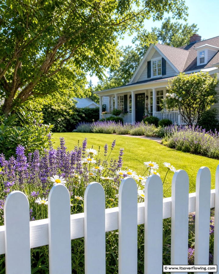 Picket Fence with Rounded Tops - 25 Wood Fence Ideas to Enhance Your Outdoor Space