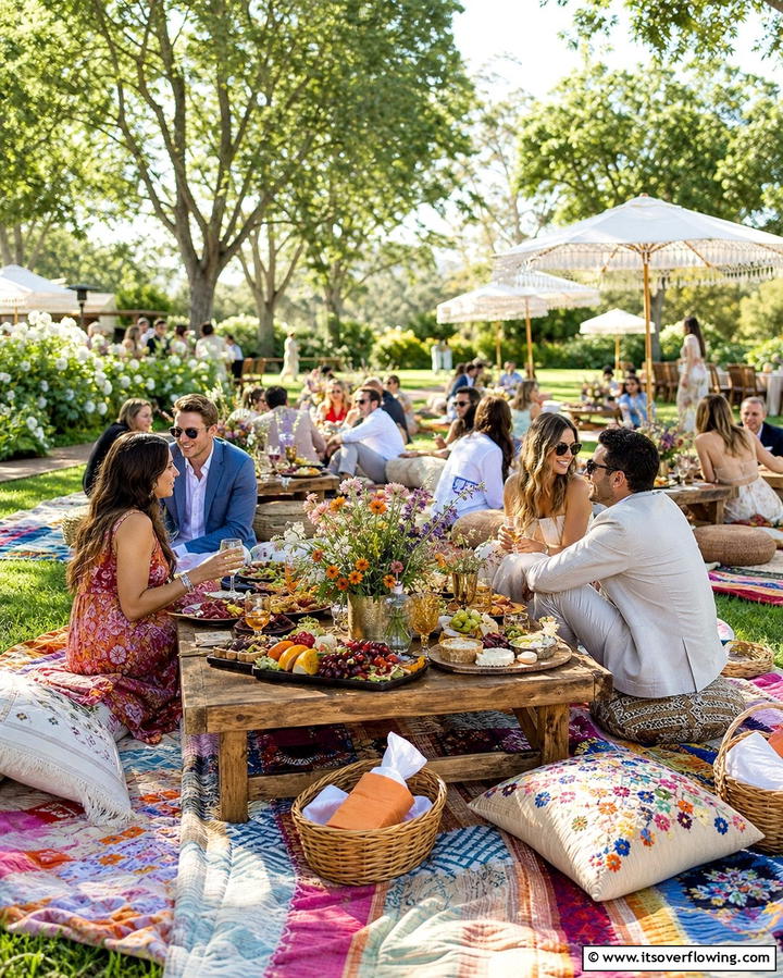 Picnic Style Seating - 25 Casual Wedding Ideas for a Relaxed and Intimate Celebration