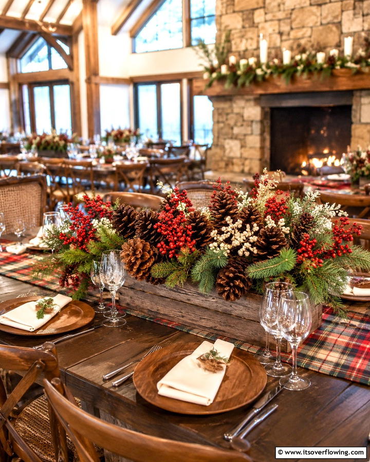 Pine Cone and Berry Arrangement - 30 Unique Non-Floral Wedding Centerpiece Ideas