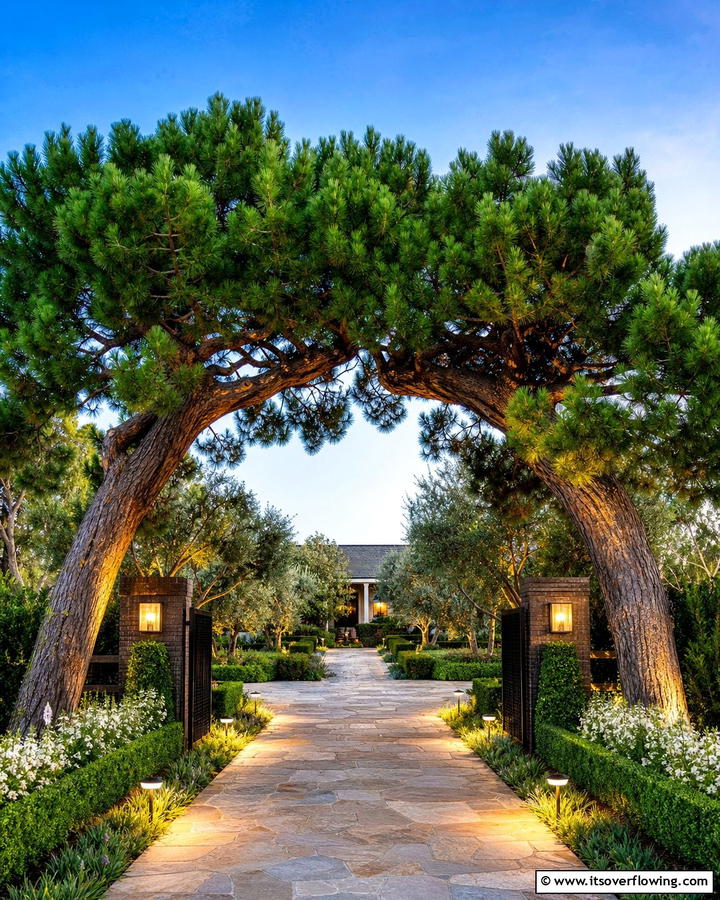 Pine Tree Entryway Arch - 20 Pine Tree Landscape Ideas for a Natural Backyard