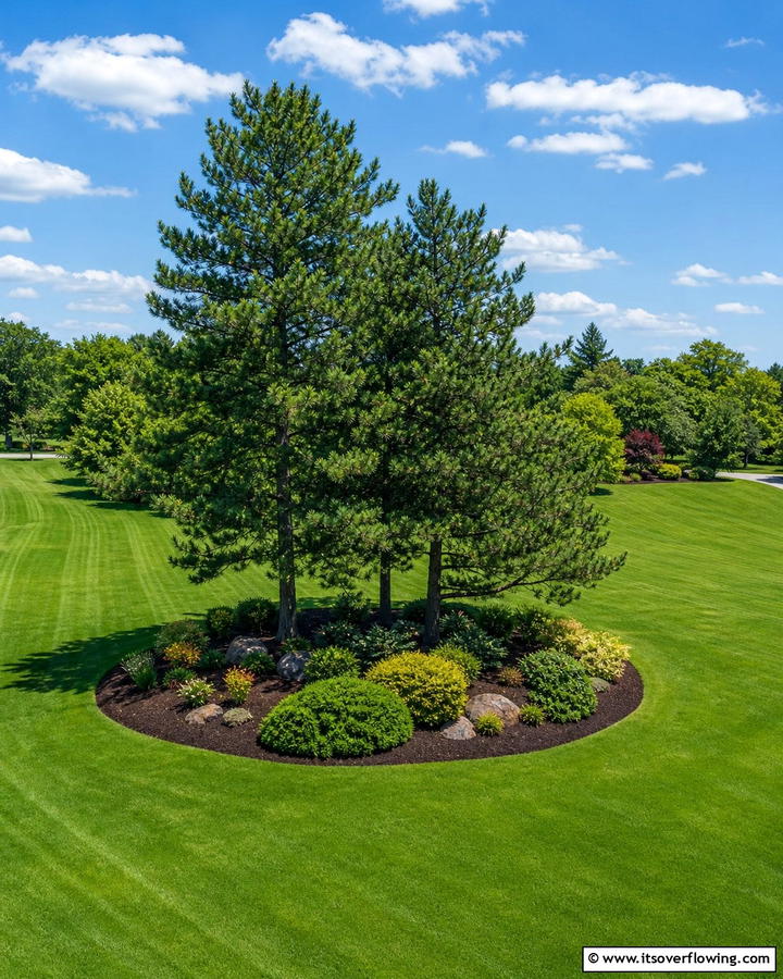 Pine Tree Island in Lawns - 20 Pine Tree Landscape Ideas for a Natural Backyard