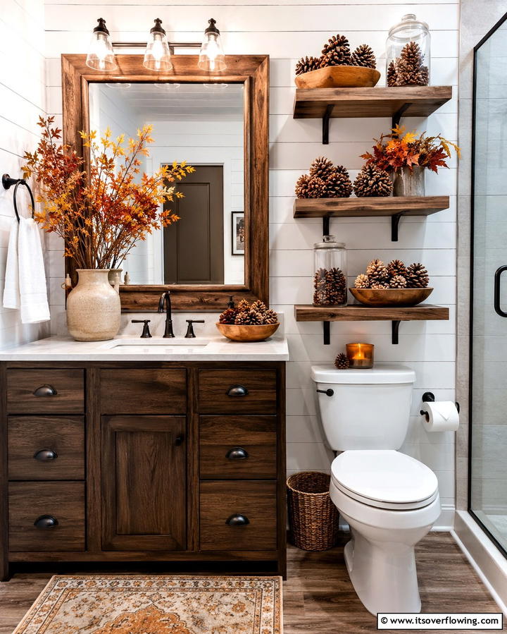 Pinecone Arrangements - 25 Fall Bathroom Decor Ideas for a Seasonal and Stylish Update