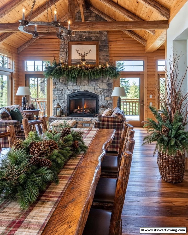 Pinecone and Evergreen Decor - 25 Cabin Decor Ideas for a Cozy Retreat