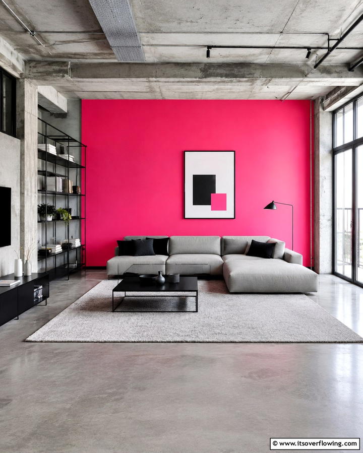 Pink Accent Wall for a Bold Statement - 30 Pink Living Room Ideas for Soft and Inviting Spaces