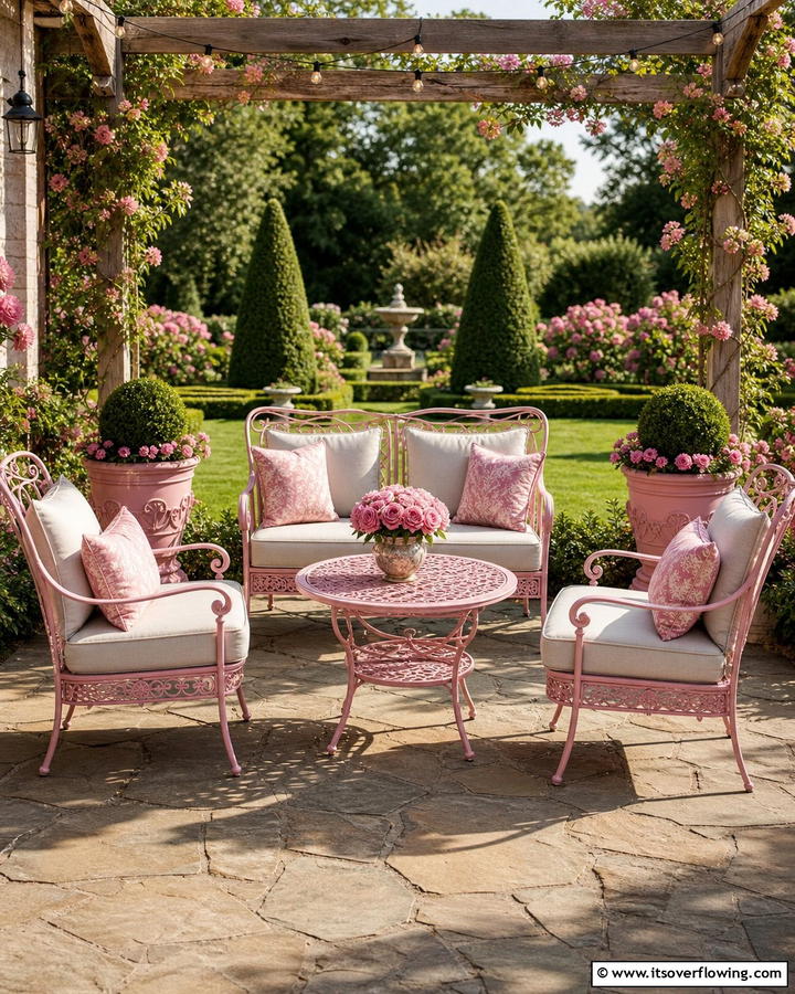 Pink Accented Garden Furniture - 20 Beautiful Pink Garden Ideas to Brighten Your Space