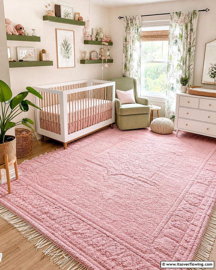 Pink Area Rug - 20 Pink and Green Nursery Ideas for a Sweet Retreat