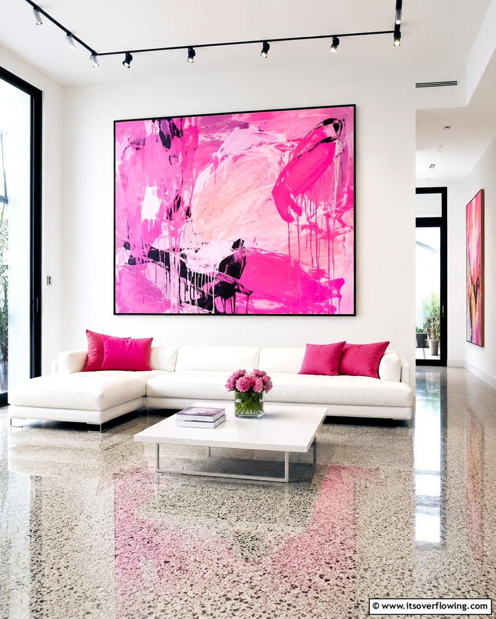 Pink Art Pieces - 30 Pink Living Room Ideas for Soft and Inviting Spaces