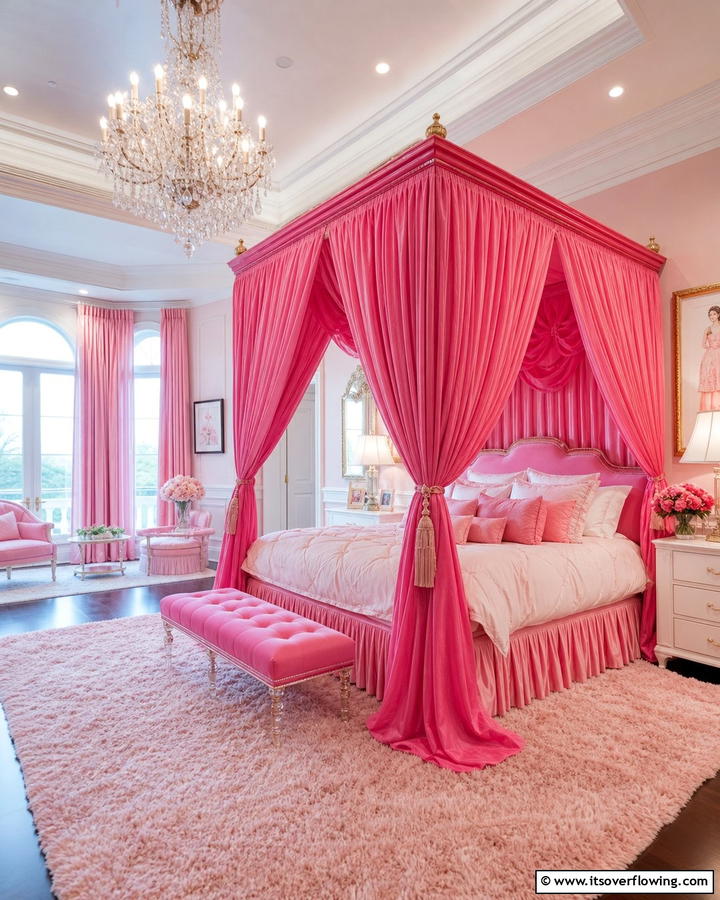 Pink Canopy Bed - 20 Hot Pink Bedroom Ideas for Vibrant Spaces