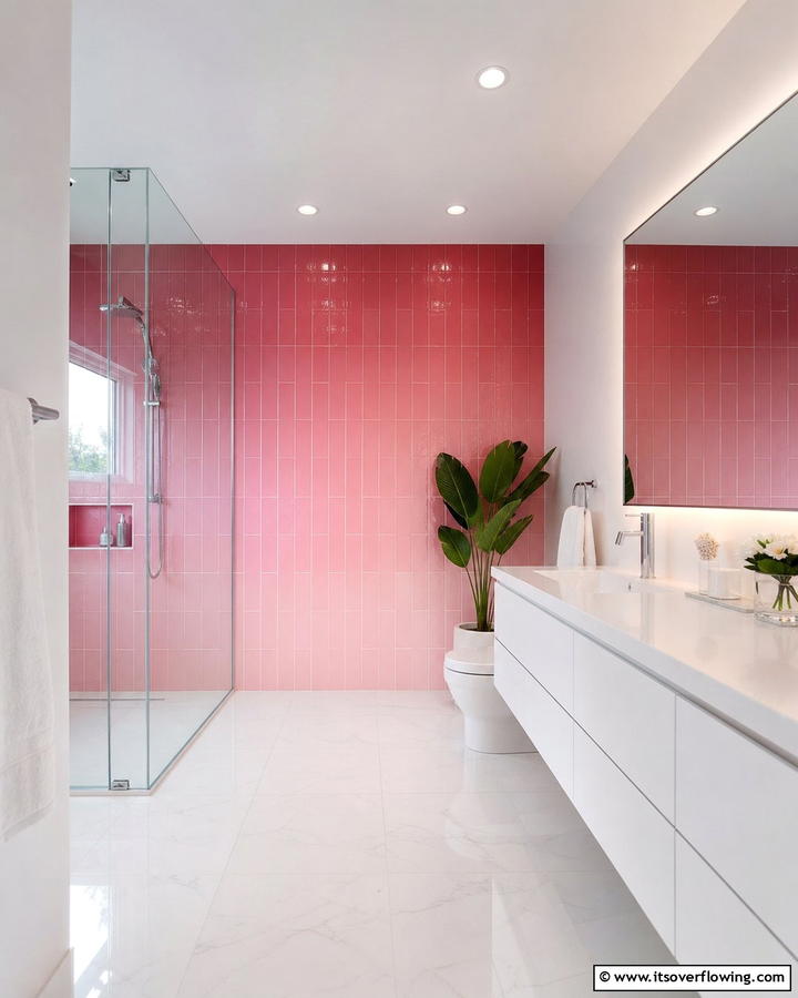Pink Gradient Tiles for a Creative Flair - 20 Pink Tile Bathroom Ideas for a Vibrant Look