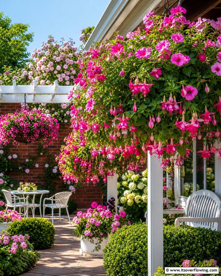Pink Hanging Baskets - 20 Beautiful Pink Garden Ideas to Brighten Your Space