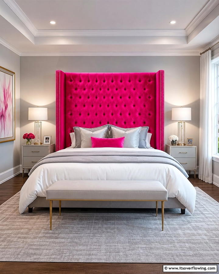 Pink Headboard - 20 Hot Pink Bedroom Ideas for Vibrant Spaces