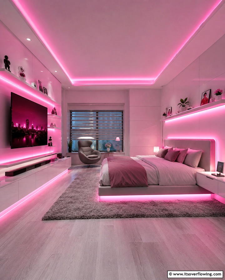 Pink LED Lighting - 25 Pink Room Ideas to Create a Cozy and Inviting Space