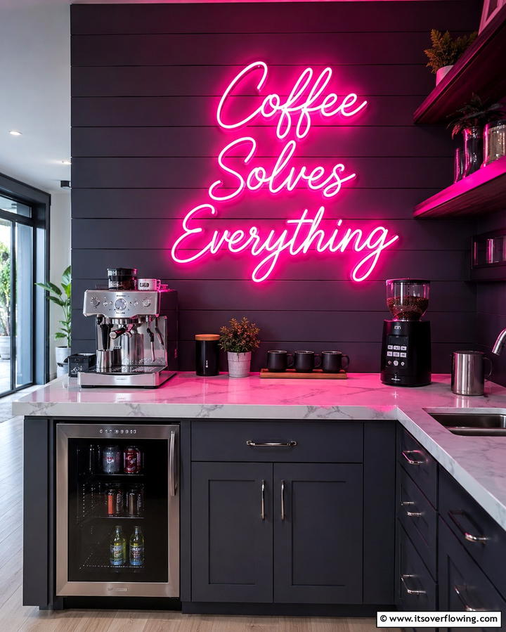 Pink Neon Sign Decor - 30 Pink Kitchen Ideas to Refresh Your Cooking Space