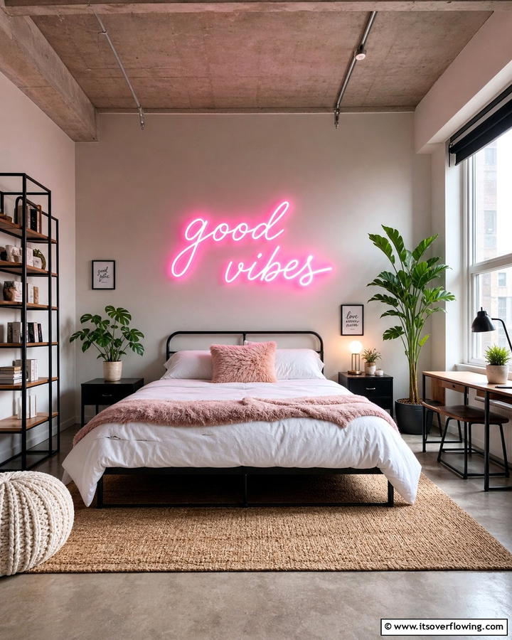 Pink Neon Wall Sign - 20 Hot Pink Bedroom Ideas for Vibrant Spaces