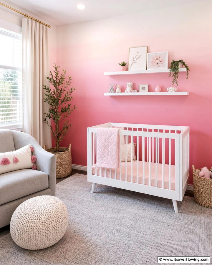Pink Ombre Walls - 20 Adorable Pink Nursery Ideas for Your Baby’s Room