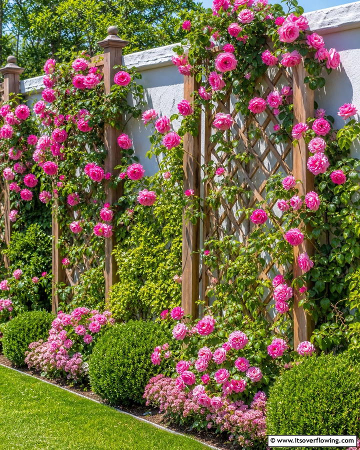 Pink Rose Trellises - 20 Beautiful Pink Garden Ideas to Brighten Your Space