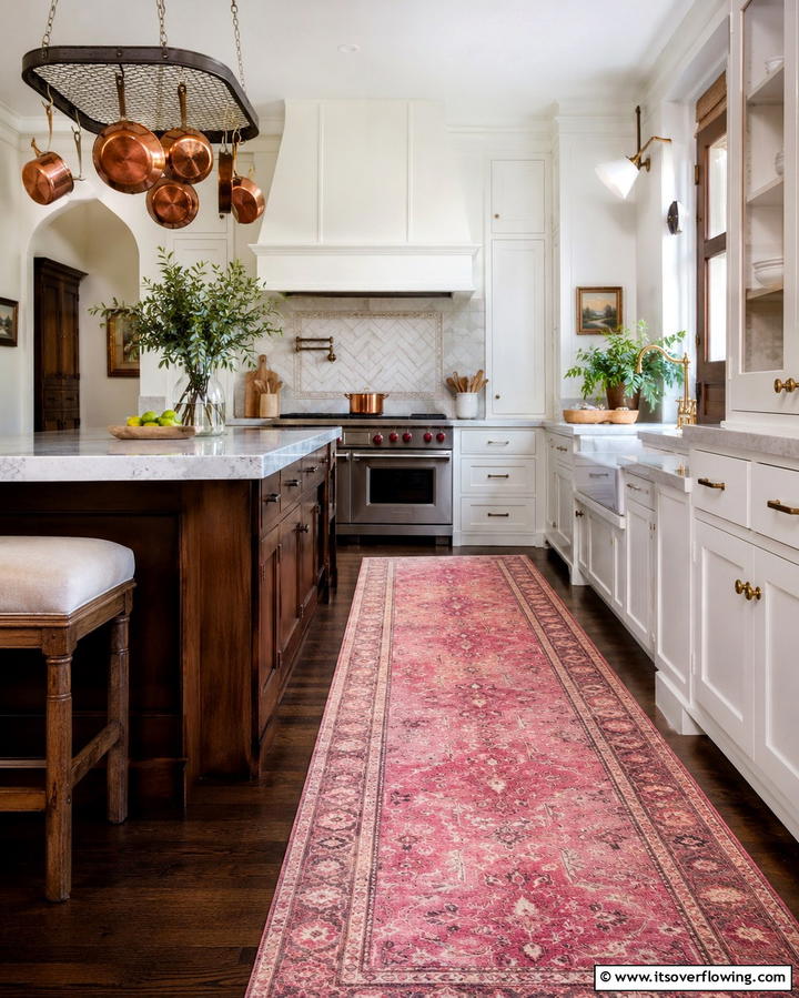 Pink Rug in the Kitchen - 30 Pink Kitchen Ideas to Refresh Your Cooking Space