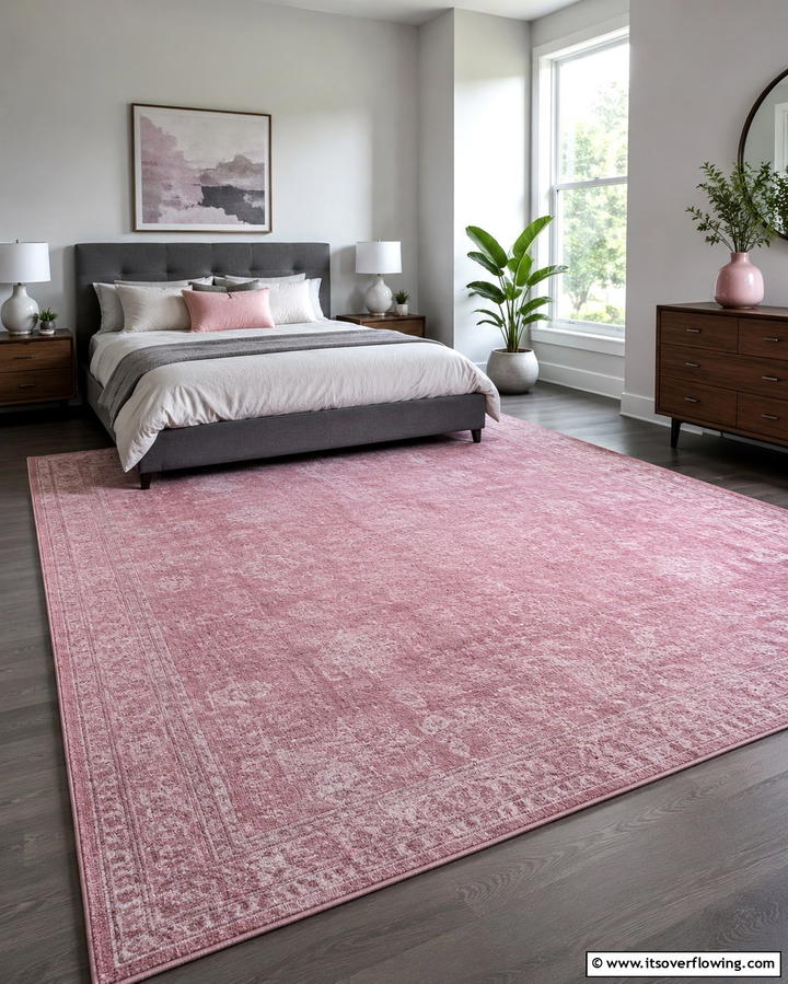 Pink Rugs on Grey Floors - 25 Pink and Grey Bedroom Ideas for a Serene Space