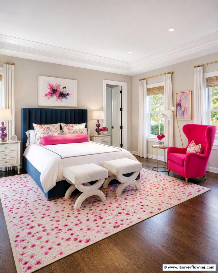 Pink Statement Chair - 20 Hot Pink Bedroom Ideas for Vibrant Spaces