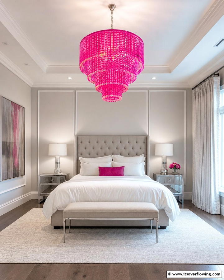 Pink Statement Lighting - 20 Hot Pink Bedroom Ideas for Vibrant Spaces