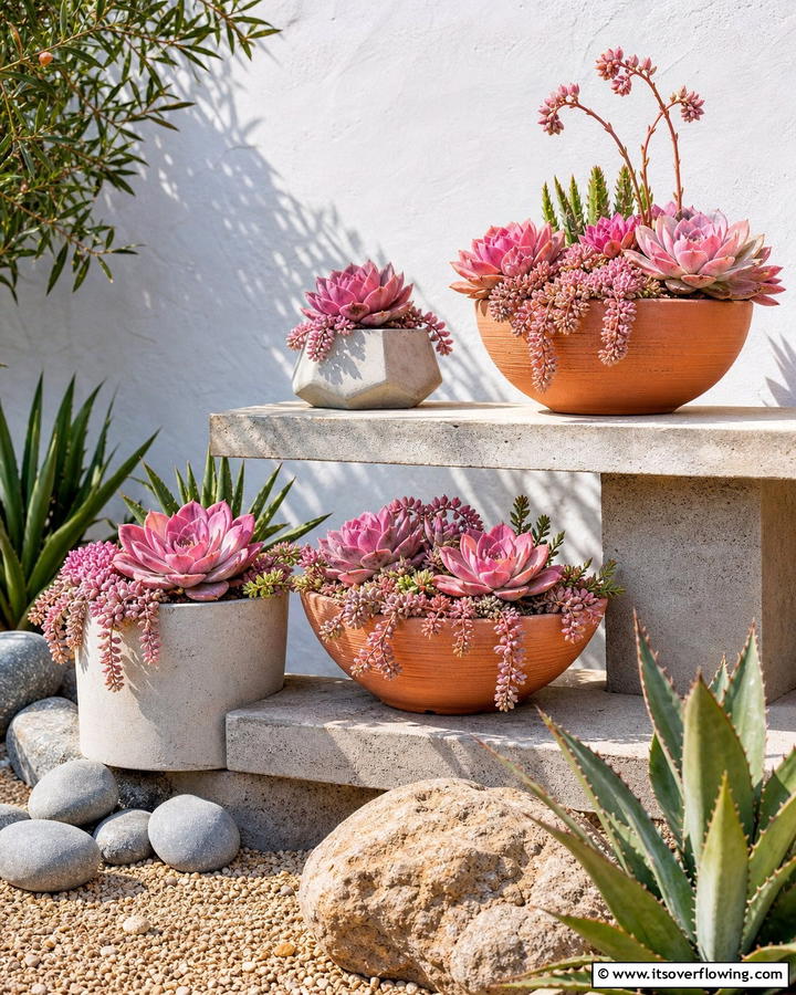 Pink Succulent Arrangements - 20 Beautiful Pink Garden Ideas to Brighten Your Space