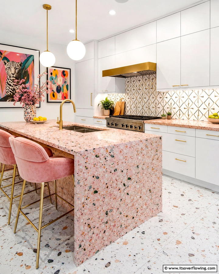 Pink Terrazzo for a Playful Pop - 20 Terrazzo Kitchen Countertops for a Unique Look