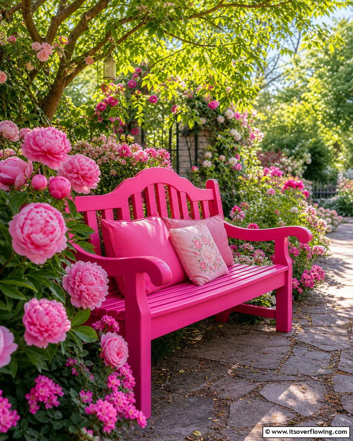 Pink Themed Garden Benches - 20 Beautiful Pink Garden Ideas to Brighten Your Space