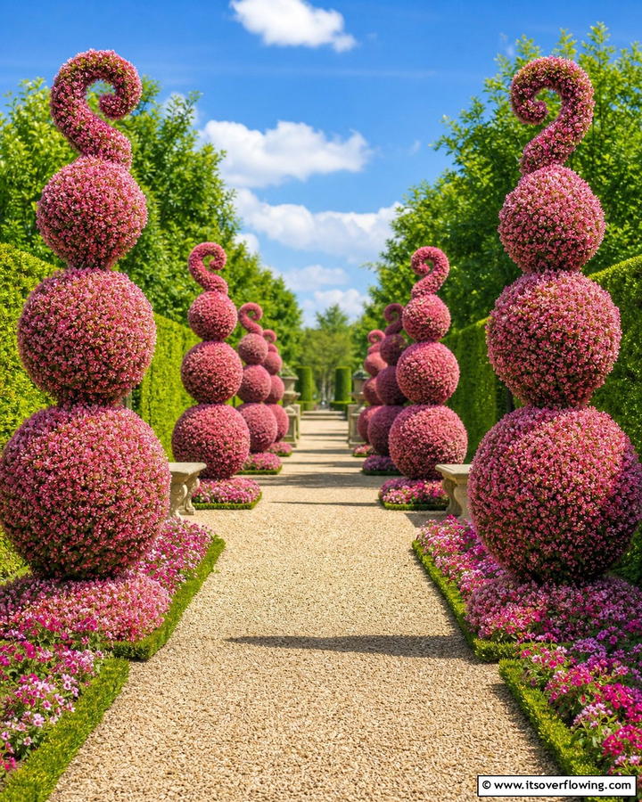 Pink Topiary Sculptures - 20 Beautiful Pink Garden Ideas to Brighten Your Space
