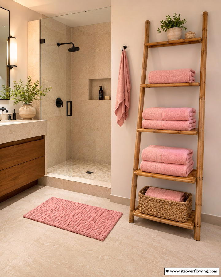 Pink Towels and Textiles for Easy Updates - 25 Pink Bathroom Ideas for a Soft and Serene Space