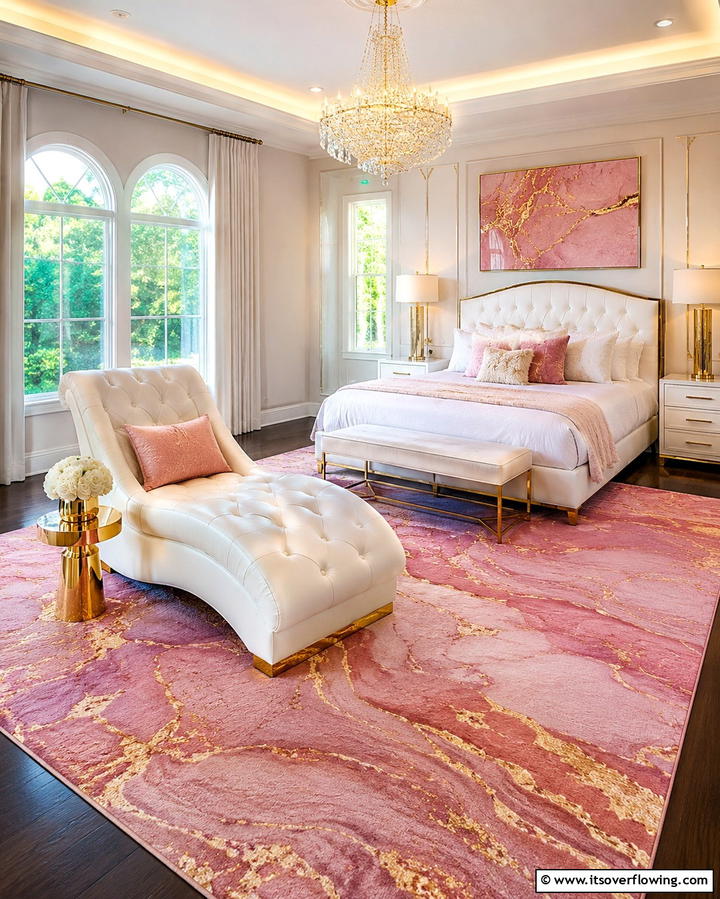 Pink and Gold Area Rug - 25 Pink and Gold Bedroom Ideas for a Luxurious Retreat