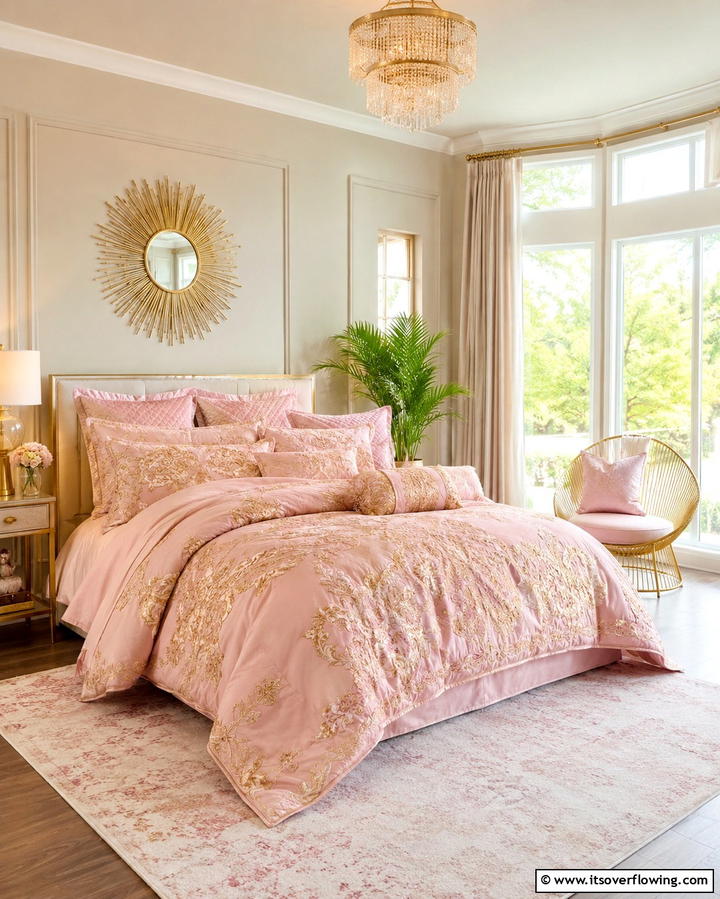 Pink and Gold Bedding Set - 25 Pink and Gold Bedroom Ideas for a Luxurious Retreat