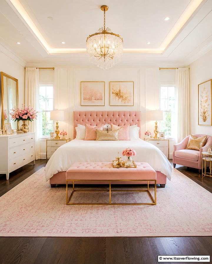 Pink and Gold Decor Pairing - 25 Pink Room Ideas to Create a Cozy and Inviting Space