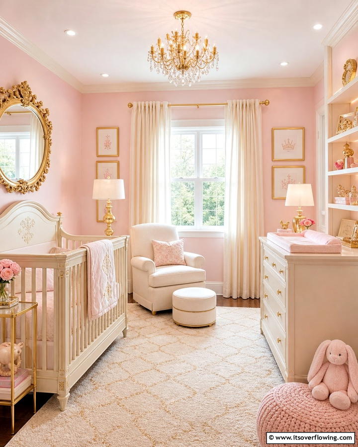 Pink and Gold Theme - 20 Adorable Pink Nursery Ideas for Your Baby’s Room