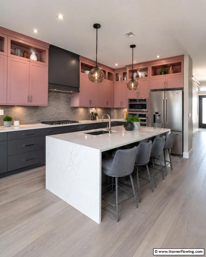 Pink and Gray Color Palette - 30 Pink Kitchen Ideas to Refresh Your Cooking Space