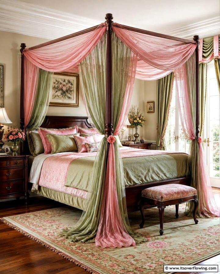 Pink and Green Canopy Beds - 25 Pink and Green Bedroom Ideas for a Fresh Look