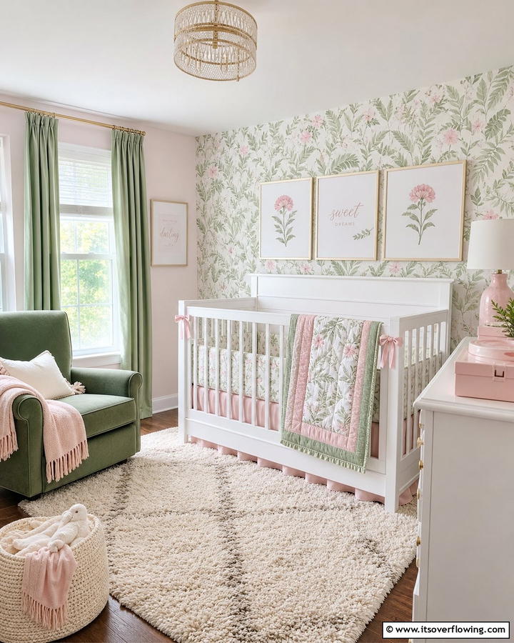 Pink and Green Crib Bedding - 20 Pink and Green Nursery Ideas for a Sweet Retreat