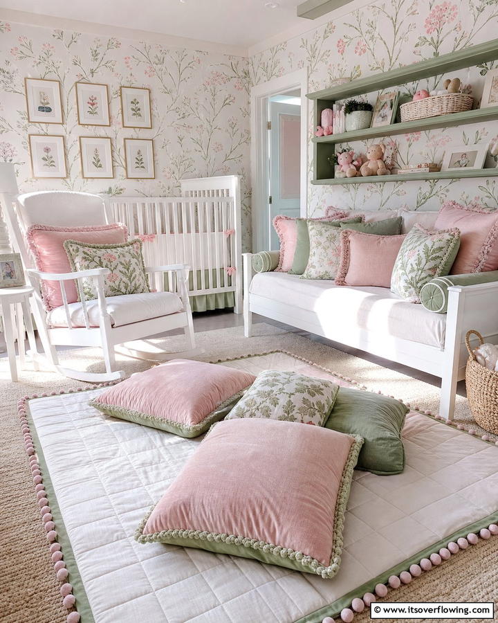Pink and Green Cushions - 20 Pink and Green Nursery Ideas for a Sweet Retreat