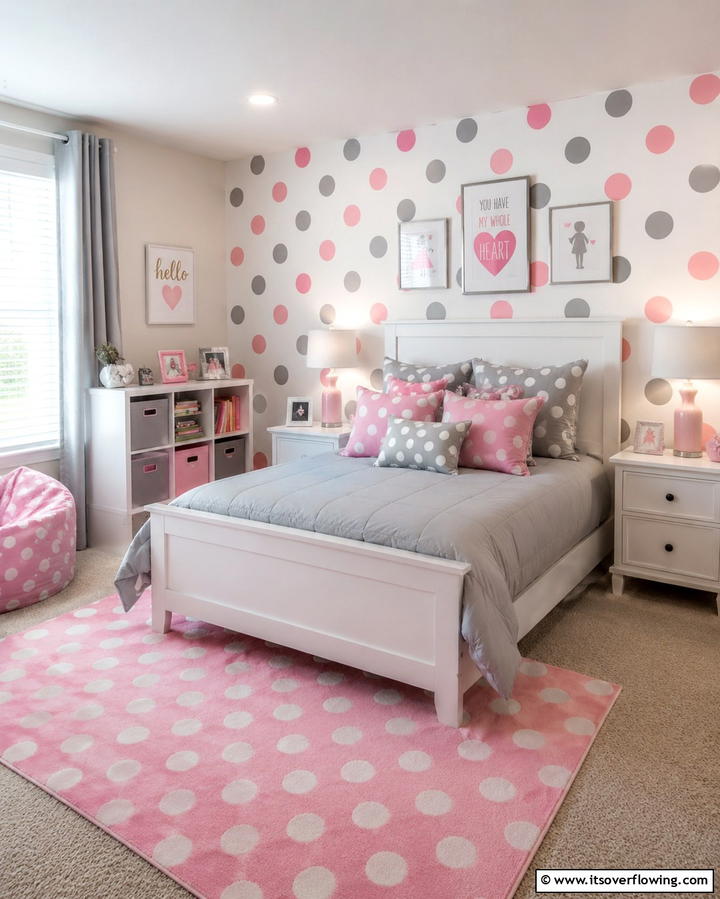 Pink and Grey Polka Dot Decor - 25 Pink and Grey Bedroom Ideas for a Serene Space