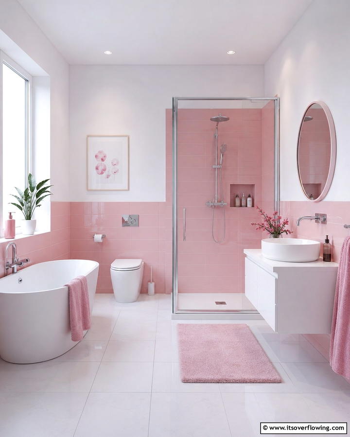 Pink and White Color Scheme for Timeless Sophistication - 25 Pink Bathroom Ideas for a Soft and Serene Space