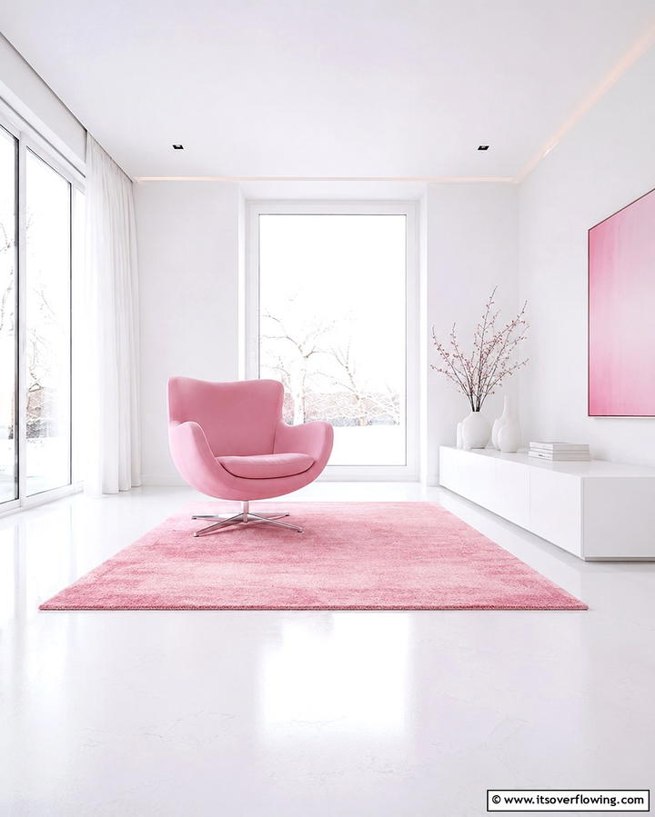 Pink and White Minimalism - 30 Pink Living Room Ideas for Soft and Inviting Spaces