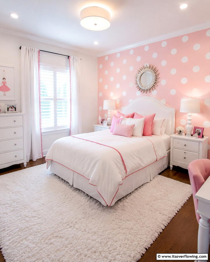 Pink and White Polka Dot Decor - 25 Pink and White Bedroom Ideas for a Fresh and Airy Look