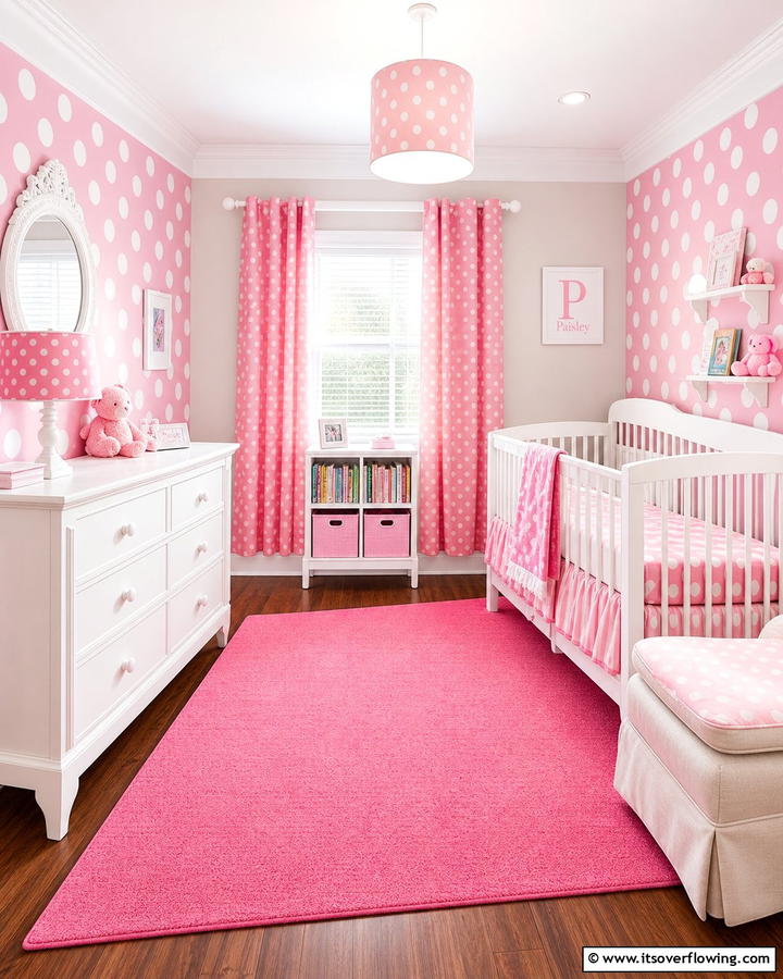 Pink and White Polka Dots - 20 Adorable Pink Nursery Ideas for Your Baby’s Room