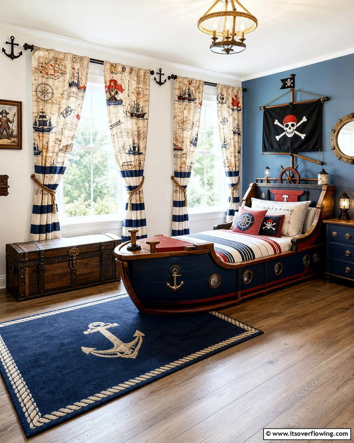 Pirate Themed Curtains - 20 Pirate-Themed Bedroom Ideas for Adventurous Kids