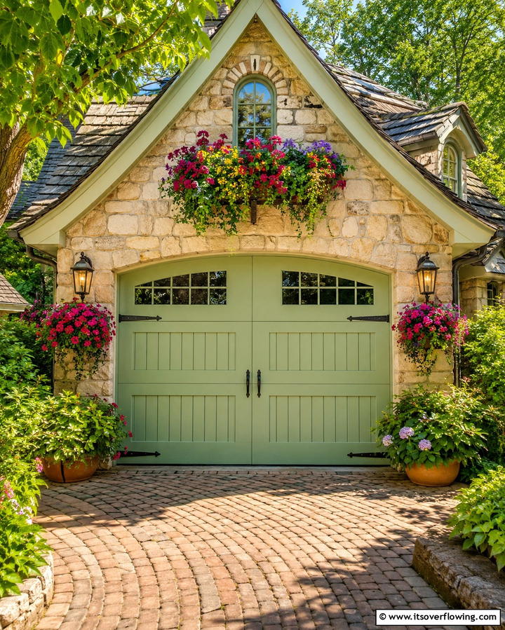 Pistachio Green Garage Door for Whimsical Charm - 25 Green Garage Door Ideas for a Stylish Exterior