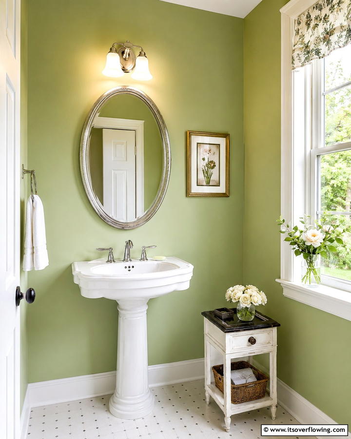 Pistachio Green Walls - 25 Green Powder Room Ideas for a Fresh Look