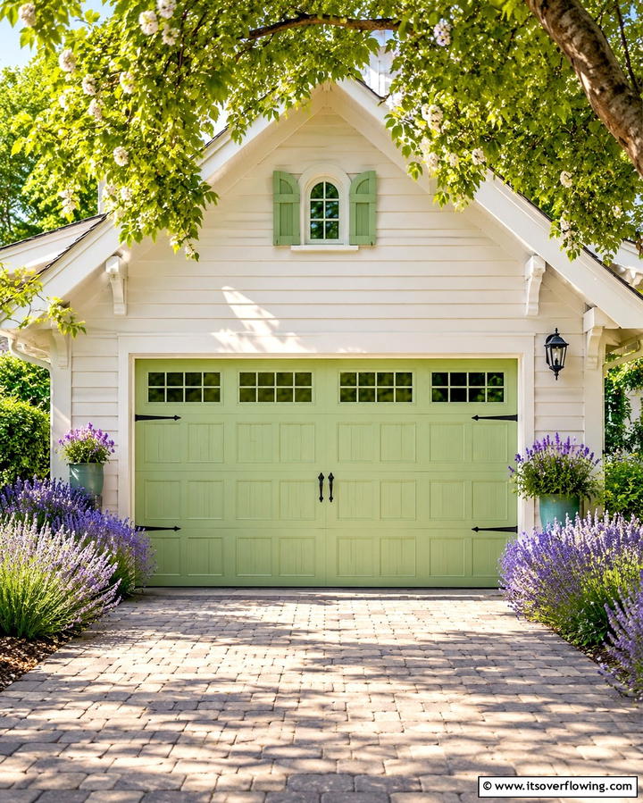 Pistachio Green for Whimsical Flair - 25 Green Garage Door Ideas for a Stylish Exterior
